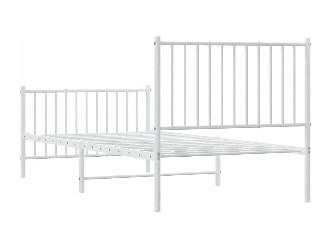 Lit simple | Lit adulte, enfant | Cadre de lit métal avec pied de lit blanc 90x200cm