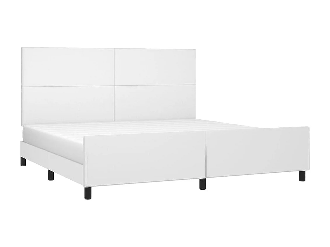 Lit double | Lit adulte | Cadre de lit blanc 200x200 cm similicuir