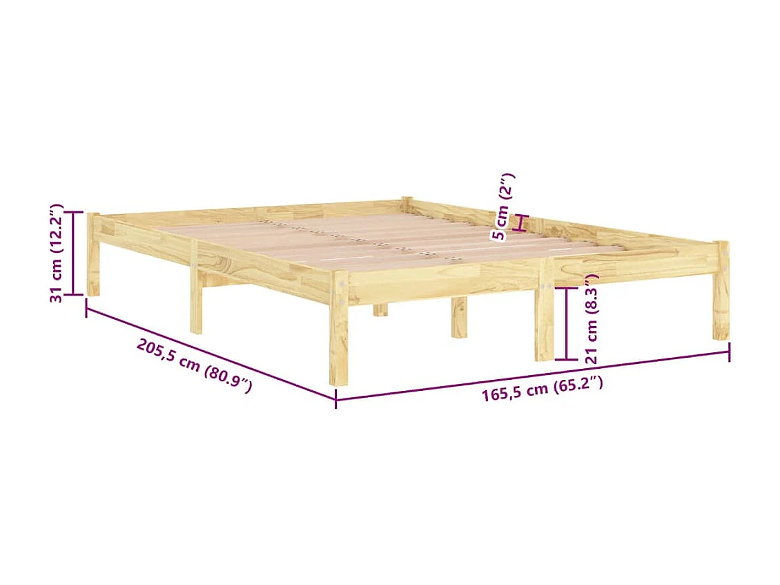Lit double | Lit adulte | Cadre de lit bois massif 160x200 cm