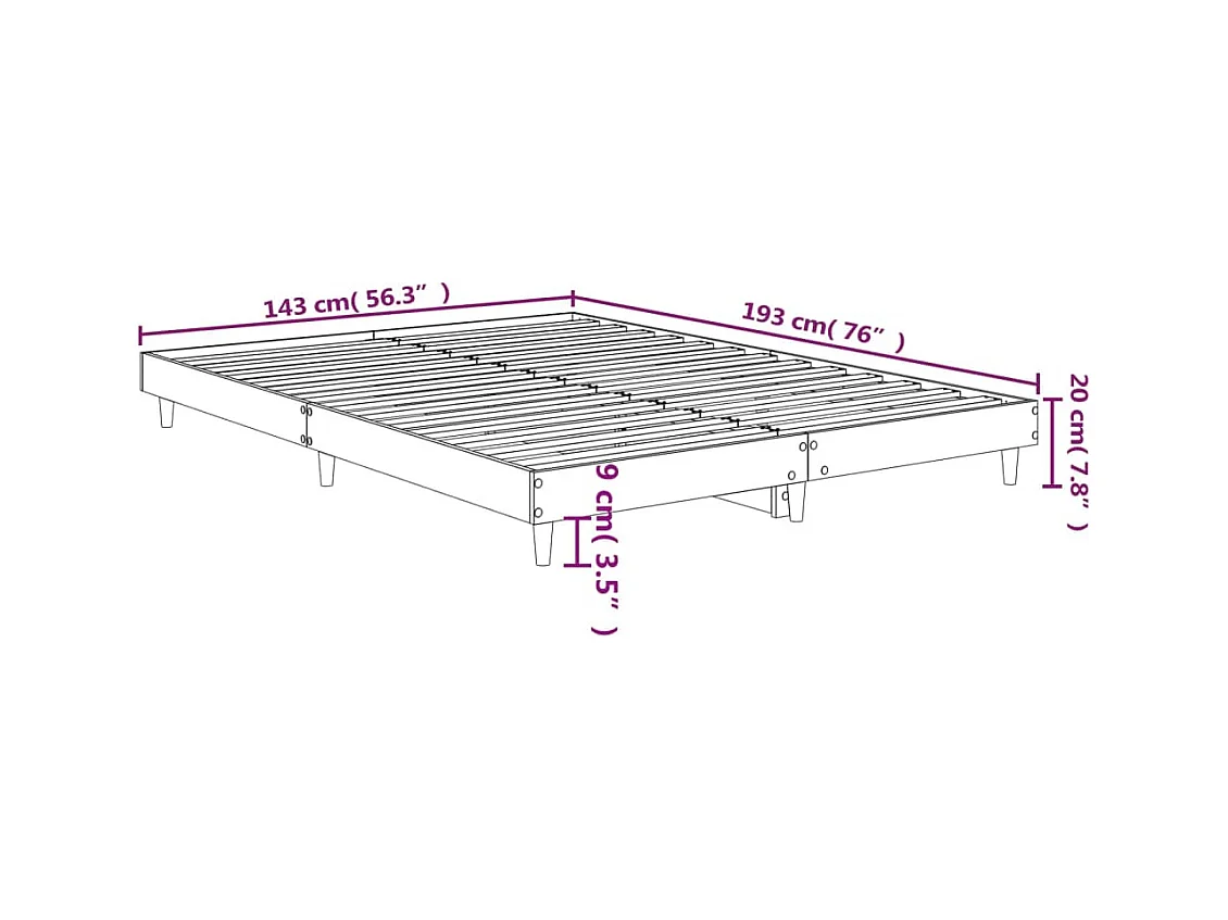 Lit double | Lit adulte | Cadre de lit noir 140x190 cm bois d'ingénierie