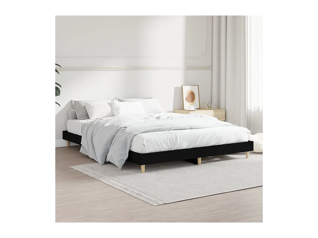 Lit double | Lit adulte | Cadre de lit noir 140x190 cm bois d'ingénierie