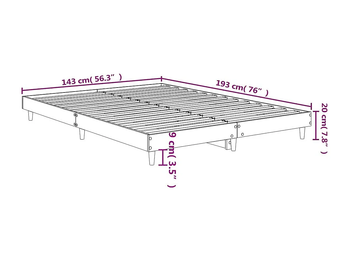 Lit double | Lit adulte | Cadre de lit noir 140x190 cm bois d'ingénierie