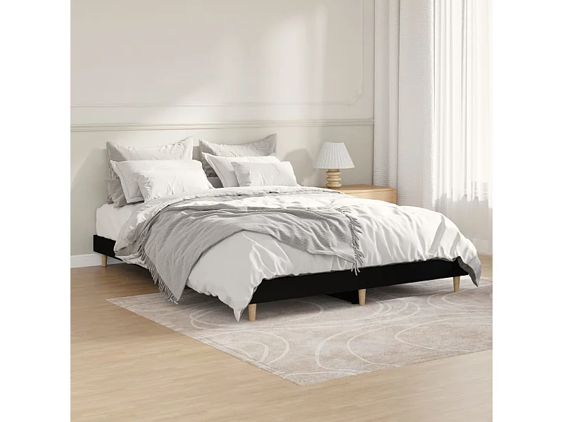 Lit double | Lit adulte | Cadre de lit noir 140x190 cm bois d'ingénierie