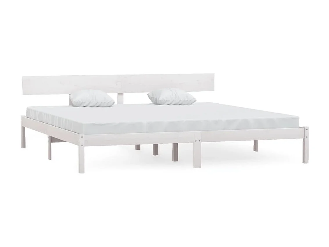 Lit double | Lit adulte | Cadre de lit blanc bois massif 200x200 cm