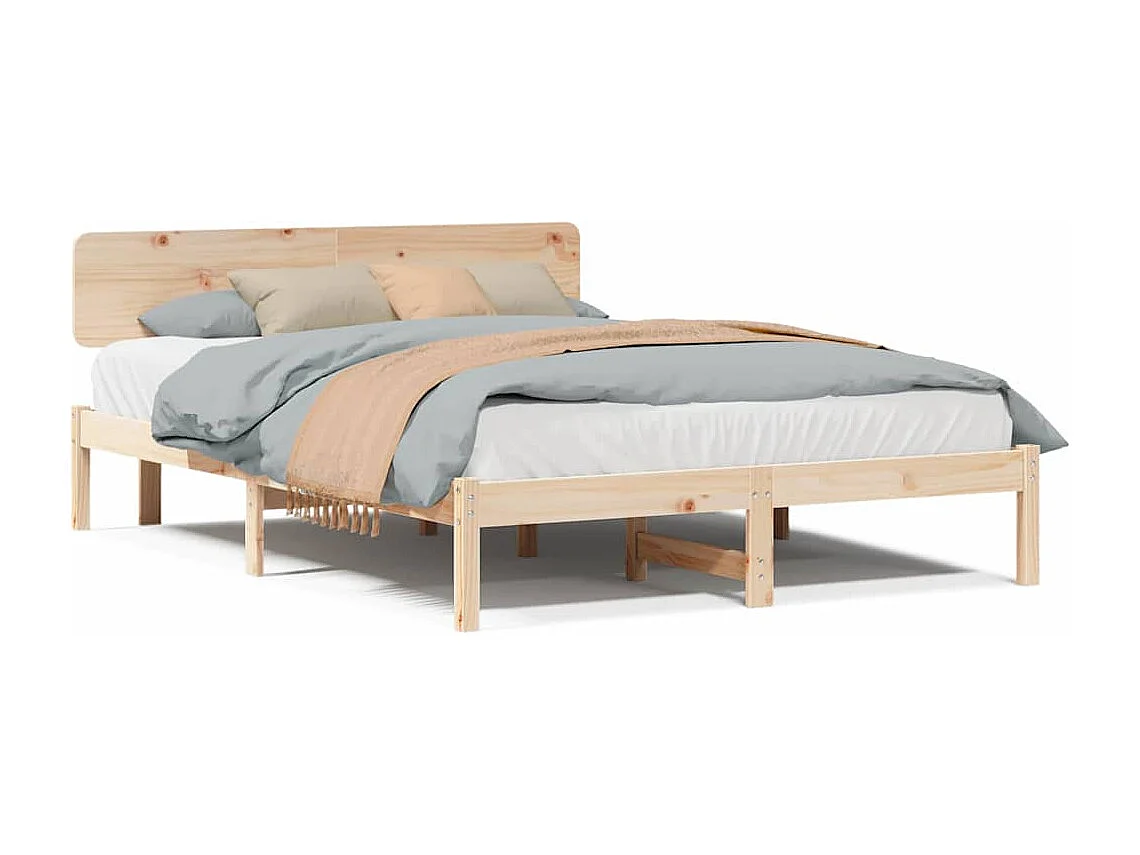 Lit double | Lit adulte | Cadre de lit Naturel 200x200 cm Bois massif en pin