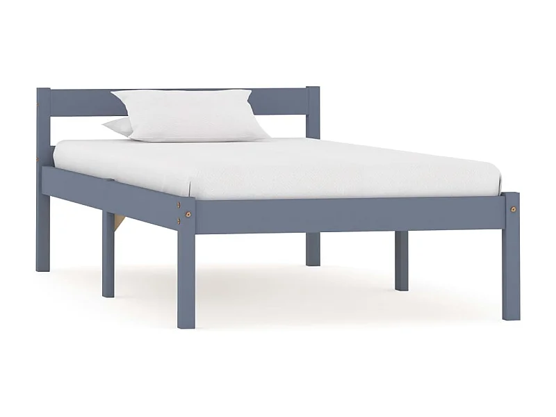 Lit simple | Lit adulte, enfant | Cadre de lit gris bois massif de pin 100x200 cm