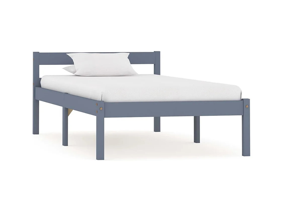 Lit simple | Lit adulte, enfant | Cadre de lit gris bois massif de pin 100x200 cm