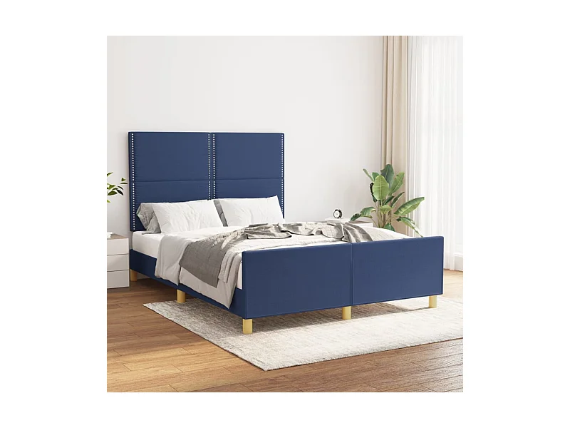 Lit double | Lit adulte | Cadre de lit bleu 140x190 cm tissu