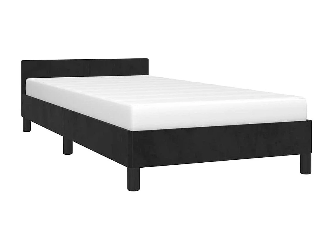 Lit simple | Lit adulte, enfant | Cadre de lit noir 100x200 cm velours