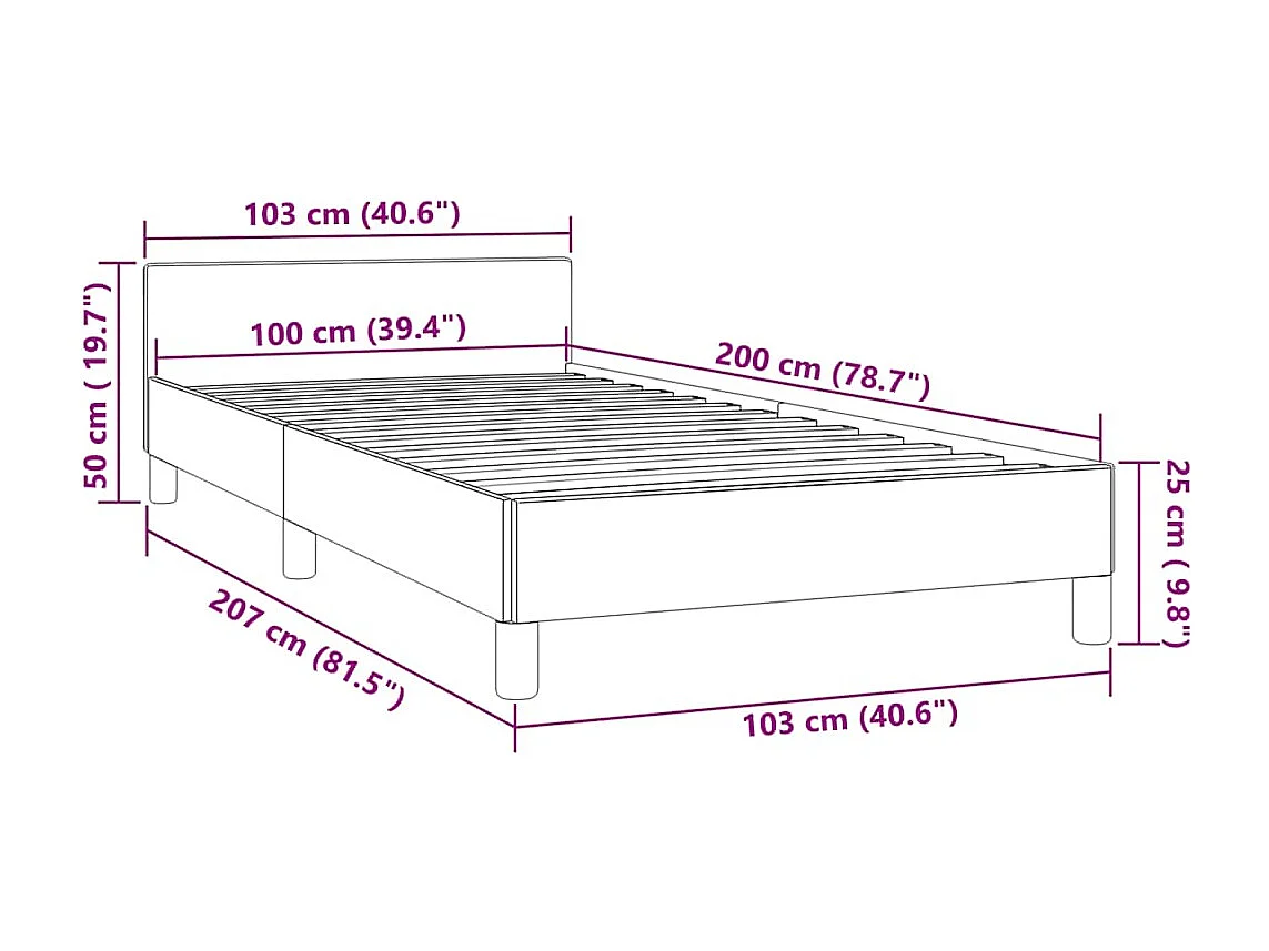 Lit simple | Lit adulte, enfant | Cadre de lit noir 100x200 cm velours