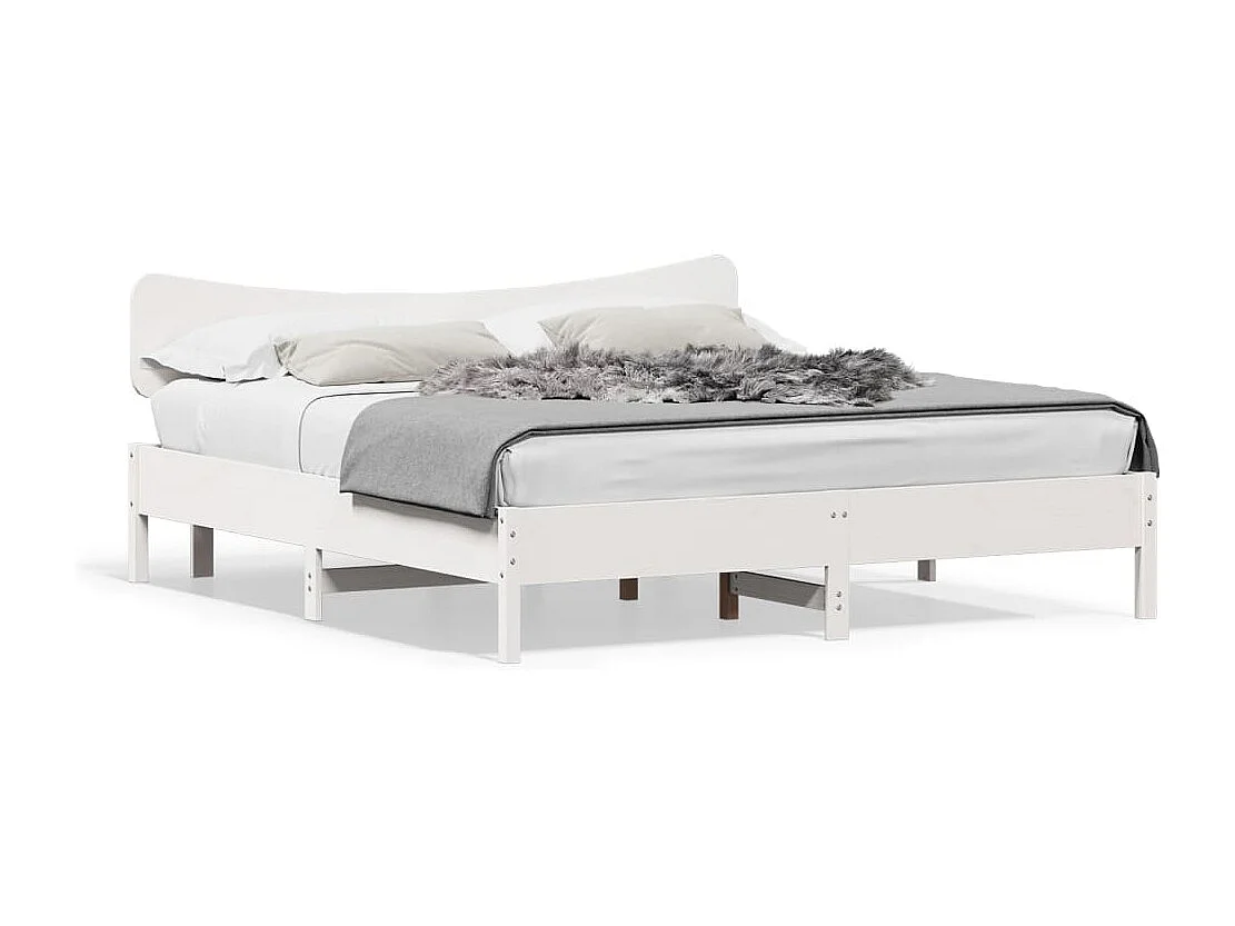 Lit double | Lit adulte | Cadre de lit blanc 180x200 cm bois massif de pin