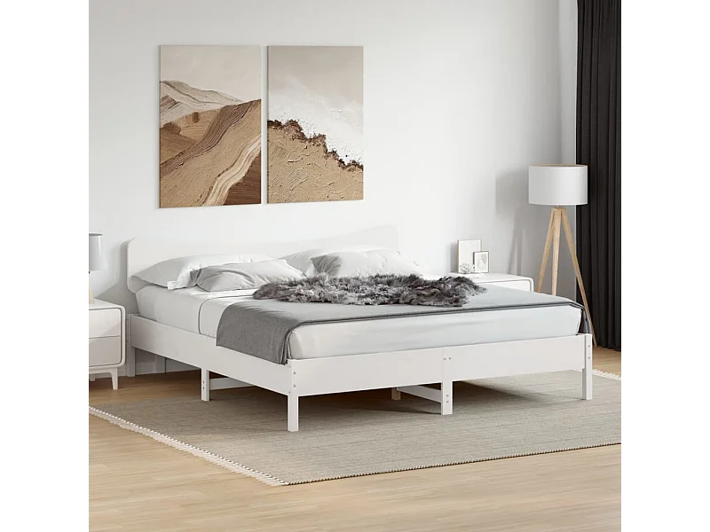 Lit double | Lit adulte | Cadre de lit blanc 180x200 cm bois massif de pin