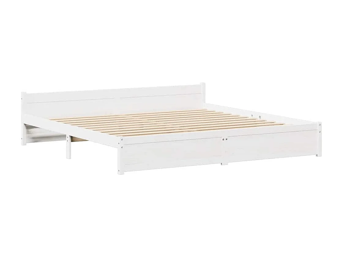 Lit double | Lit adulte | Cadre de lit blanc 180x200 cm bois massif de pin