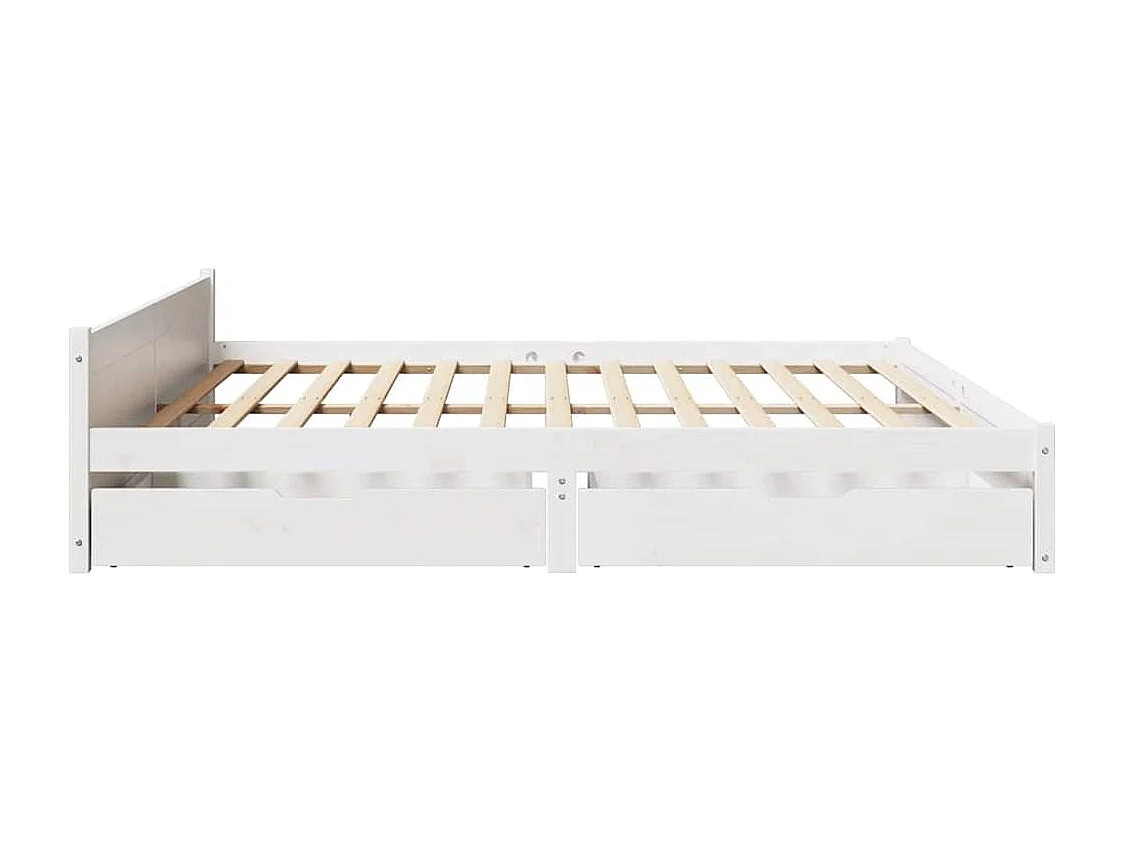 Lit double | Lit adulte | Cadre de lit blanc 180x200 cm bois massif de pin