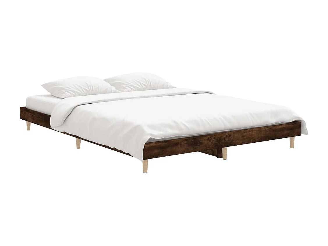 Bedframe | Tweepersoonsbed bewerkt hout gerookt eikenkleurig 135x190 cm