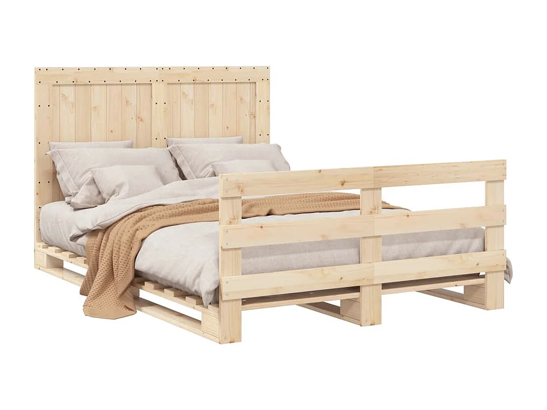 Lit double | Lit adulte | Cadre de lit avec tête de lit bois massif 140x200 cm