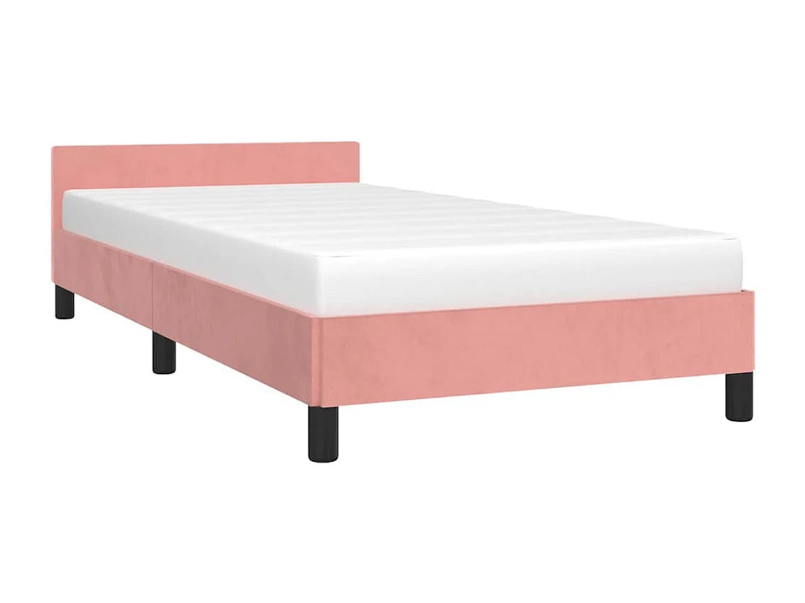 Lit simple | Lit adulte, enfant | Cadre de lit et tête de lit rose 80x200 cm velours