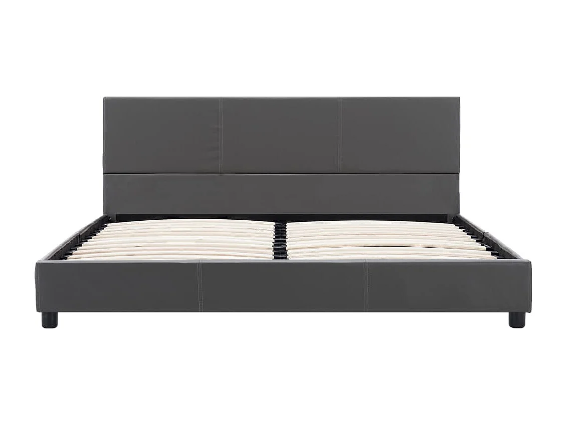 Letto per adulti | Letto matrimoniale | Giroletto Grigio in Similpelle 160x200 cm