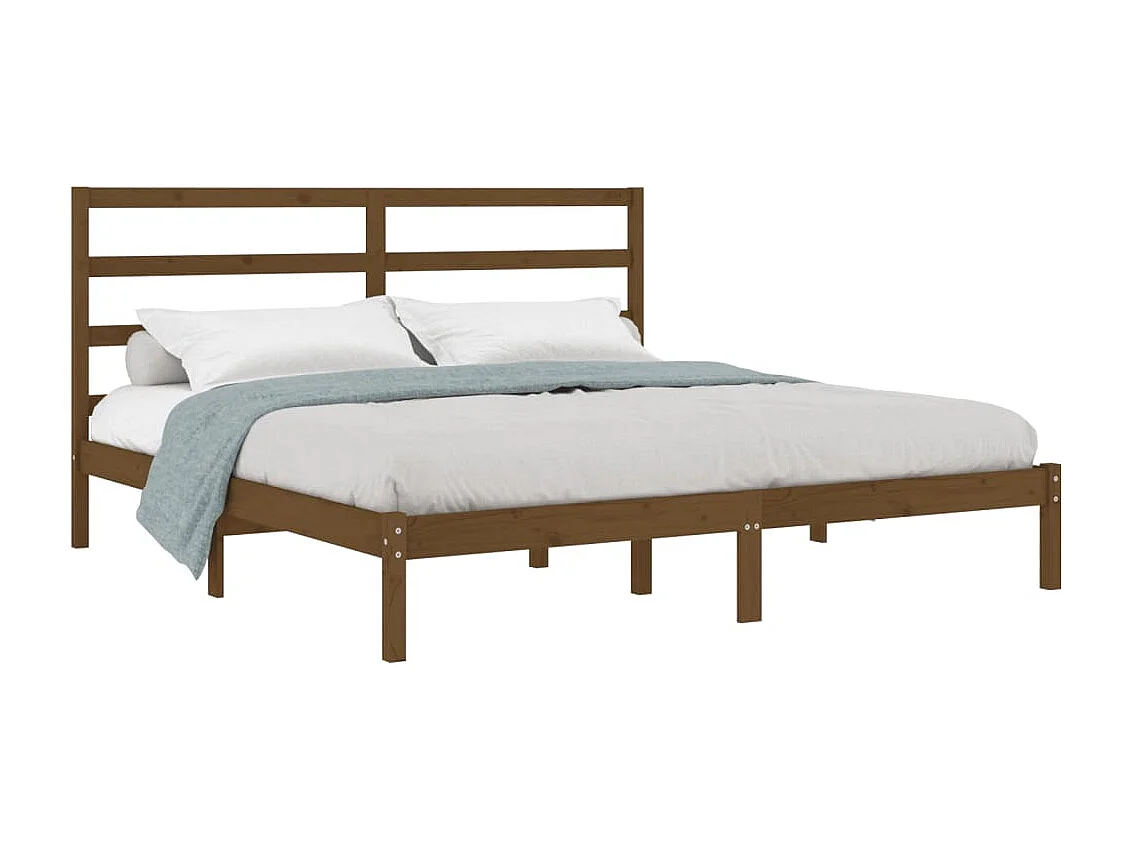 Lit double | Lit adulte | Cadre de lit marron miel 200x200cm bois pin massif