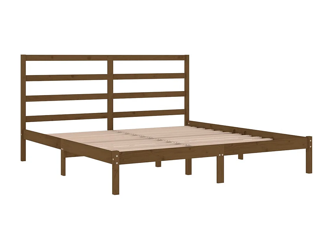 Lit double | Lit adulte | Cadre de lit marron miel 200x200cm bois pin massif