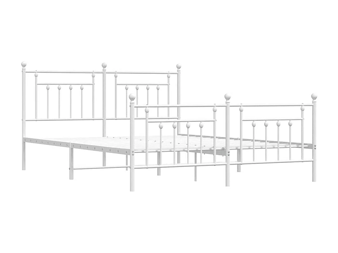 Lit double | Lit adulte | Cadre de lit métal et pied de lit blanc 183x213 cm