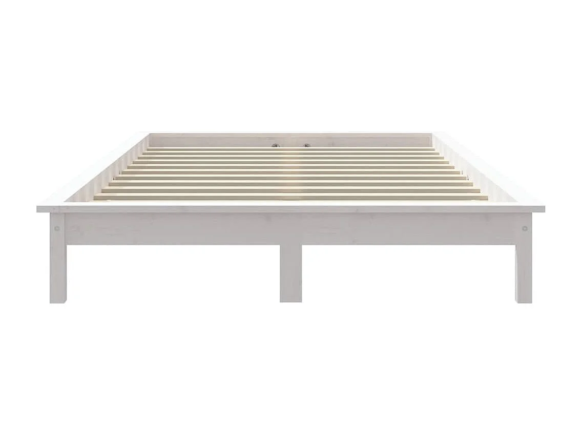 Lit double | Lit adulte | Cadre de lit blanc bois de pin massif 150x200 cm