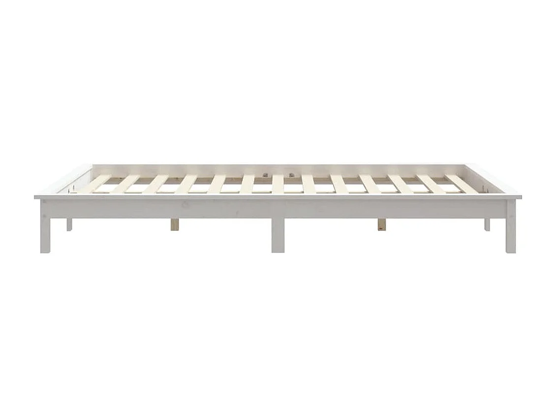 Lit double | Lit adulte | Cadre de lit blanc bois de pin massif 150x200 cm