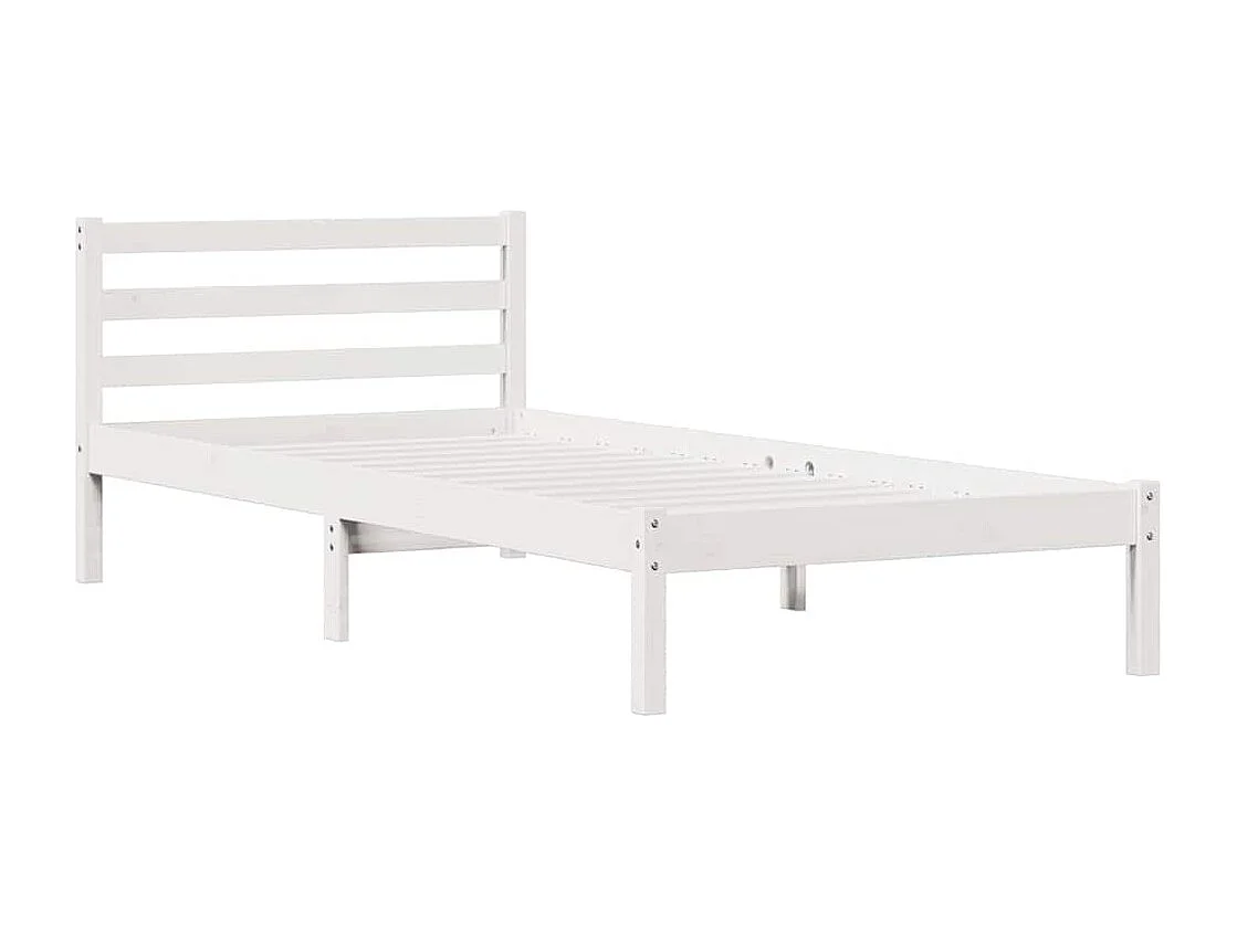 Lit simple | Lit adulte, enfant | Cadre de lit Blanc 220x80 cm Bois massif en pin