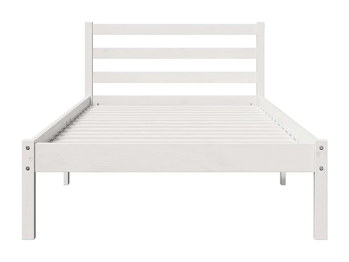 Lit simple | Lit adulte, enfant | Cadre de lit Blanc 220x80 cm Bois massif en pin