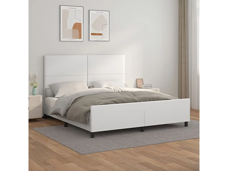 Lit double | Lit adulte | Cadre de lit blanc 160x200 cm similicuir