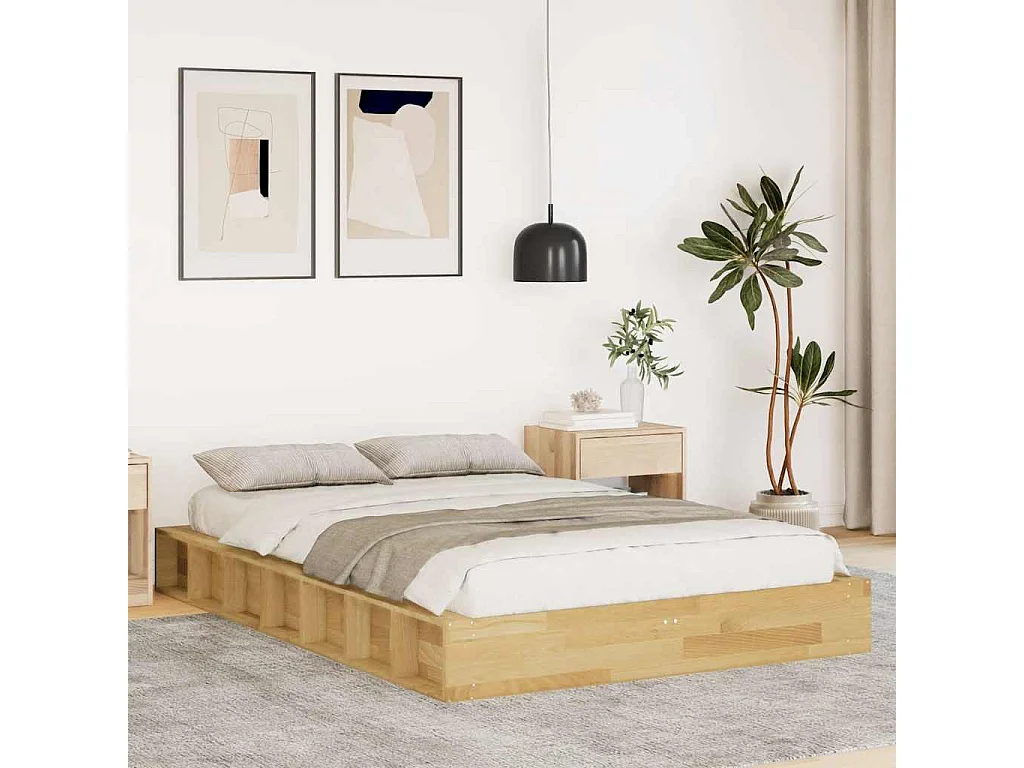 Lit simple | Lit adulte, enfant | Cadre de lit 120x190 cm bois massif de chêne