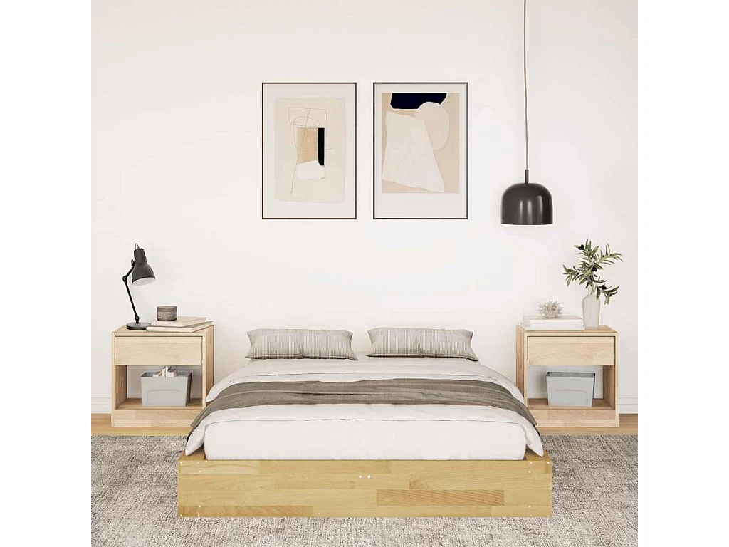 Lit simple | Lit adulte, enfant | Cadre de lit 120x190 cm bois massif de chêne