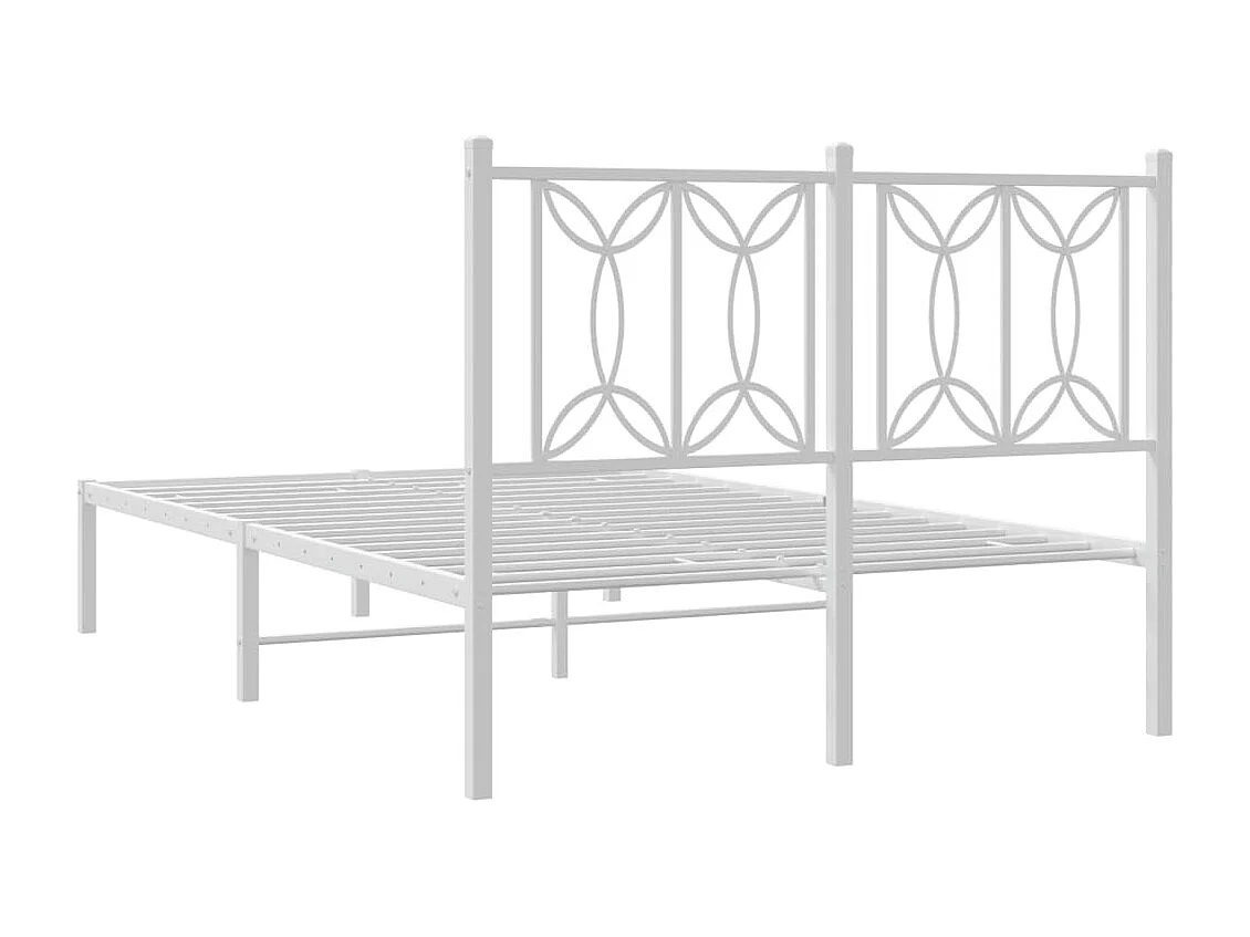 Lit simple | Lit adulte, enfant | Cadre de lit métal et tête de lit blanc 120x200 cm