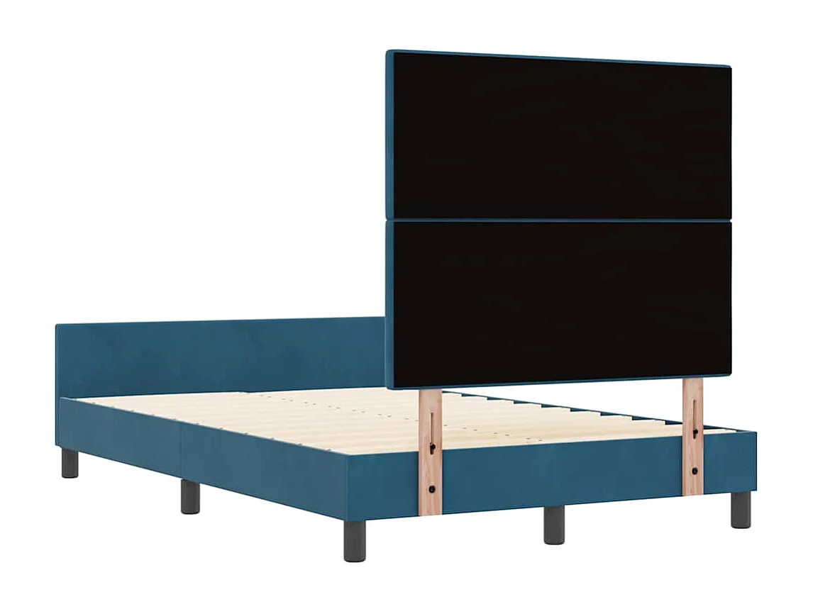 Lit simple | Lit adulte, enfant | Cadre de lit avec tête de lit Bleu foncé 120x190 cm Velours