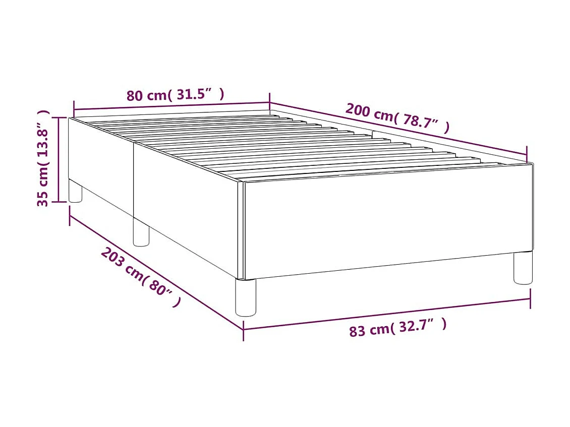 Lit simple | Lit adulte, enfant | Cadre de lit noir 80x200 cm tissu