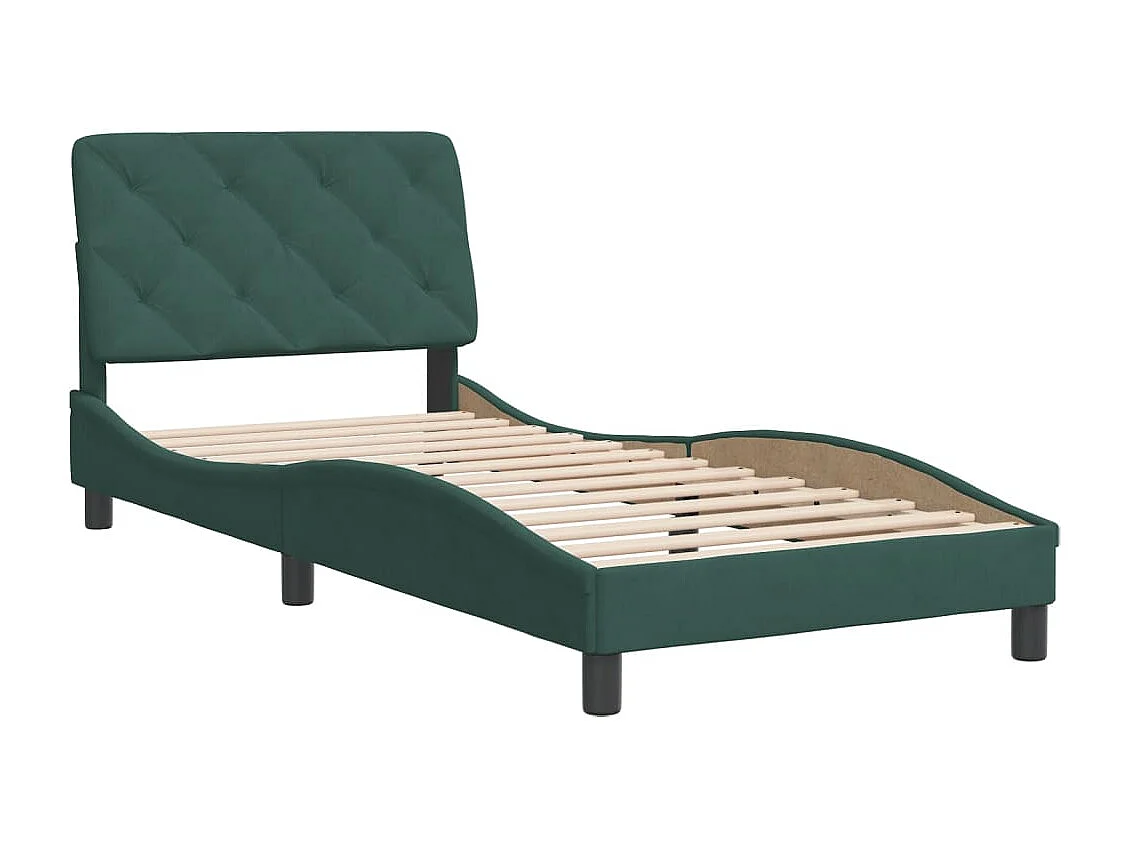 Lit simple | Lit adulte, enfant | Cadre de lit vert foncé 90x190 cm velours