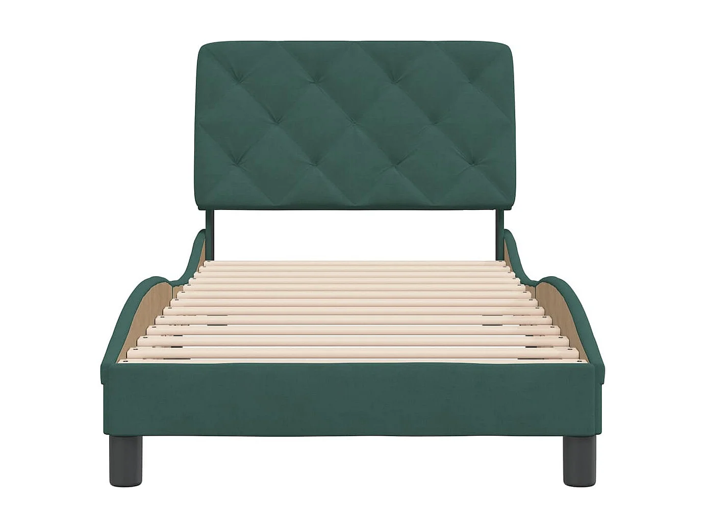 Lit simple | Lit adulte, enfant | Cadre de lit vert foncé 90x190 cm velours