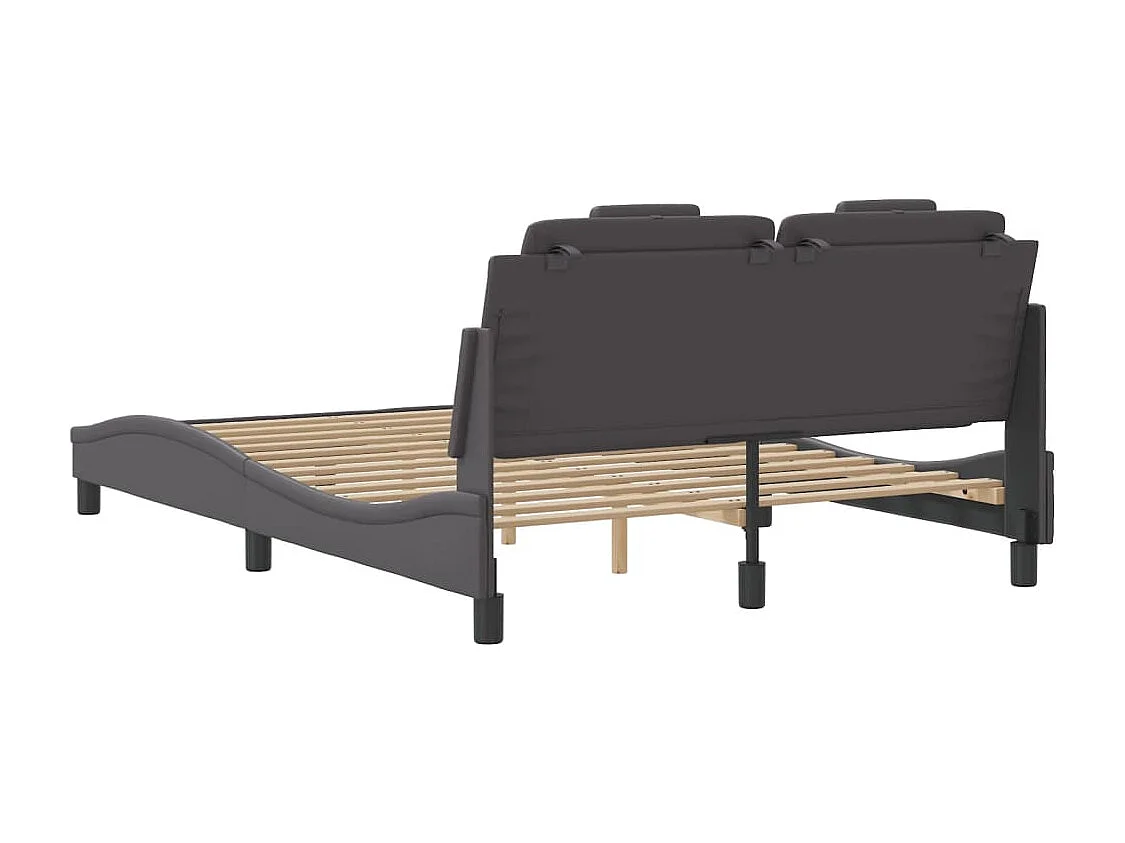 Lit simple | Lit adulte, enfant | Cadre de lit gris 120x200 cm similicuir