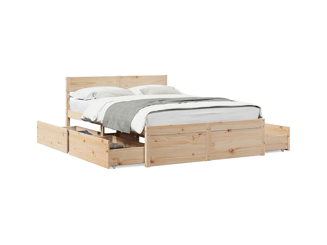 Lit double | Lit adulte | Cadre de lit 140x190 cm bois de pin massif