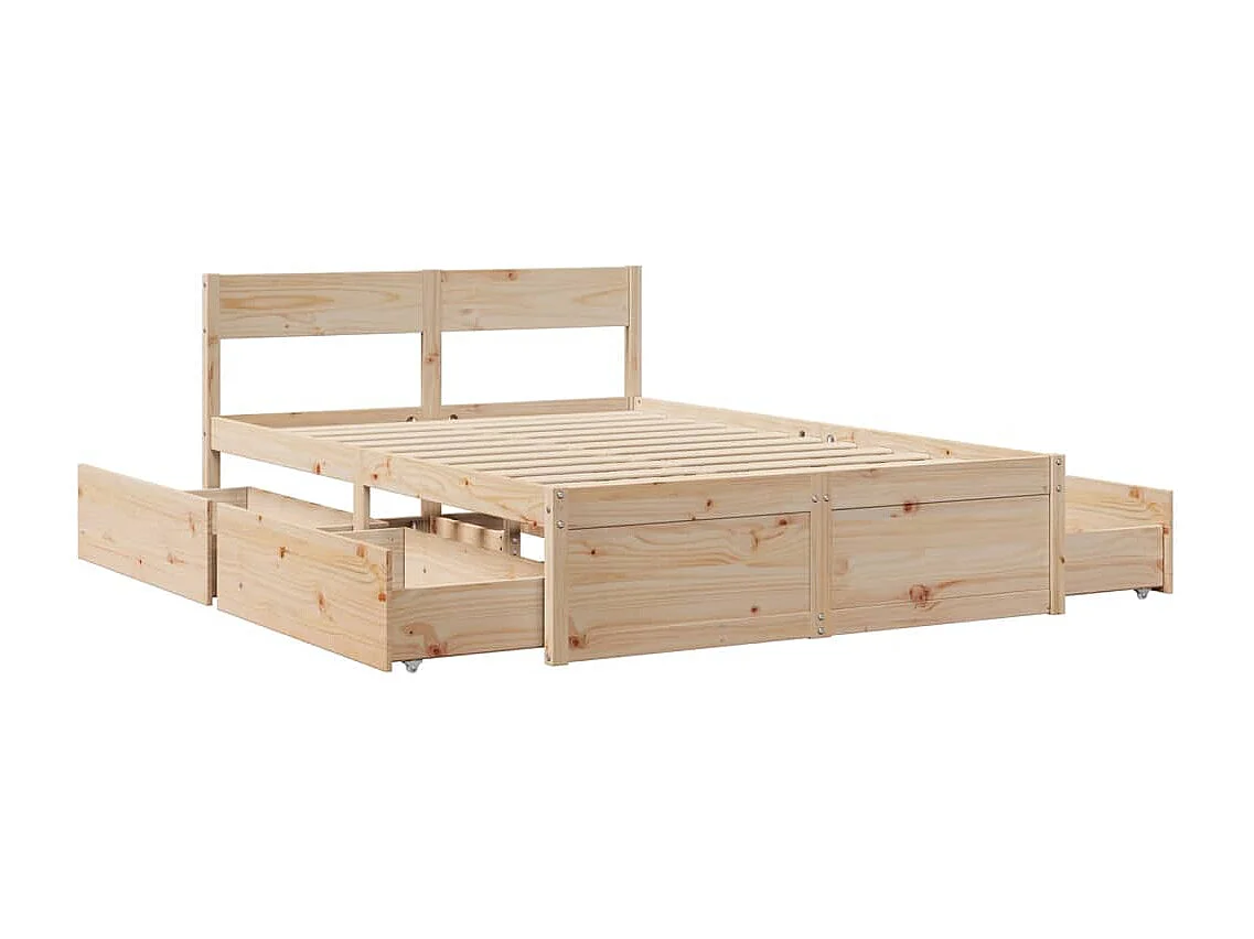 Lit double | Lit adulte | Cadre de lit 140x190 cm bois de pin massif