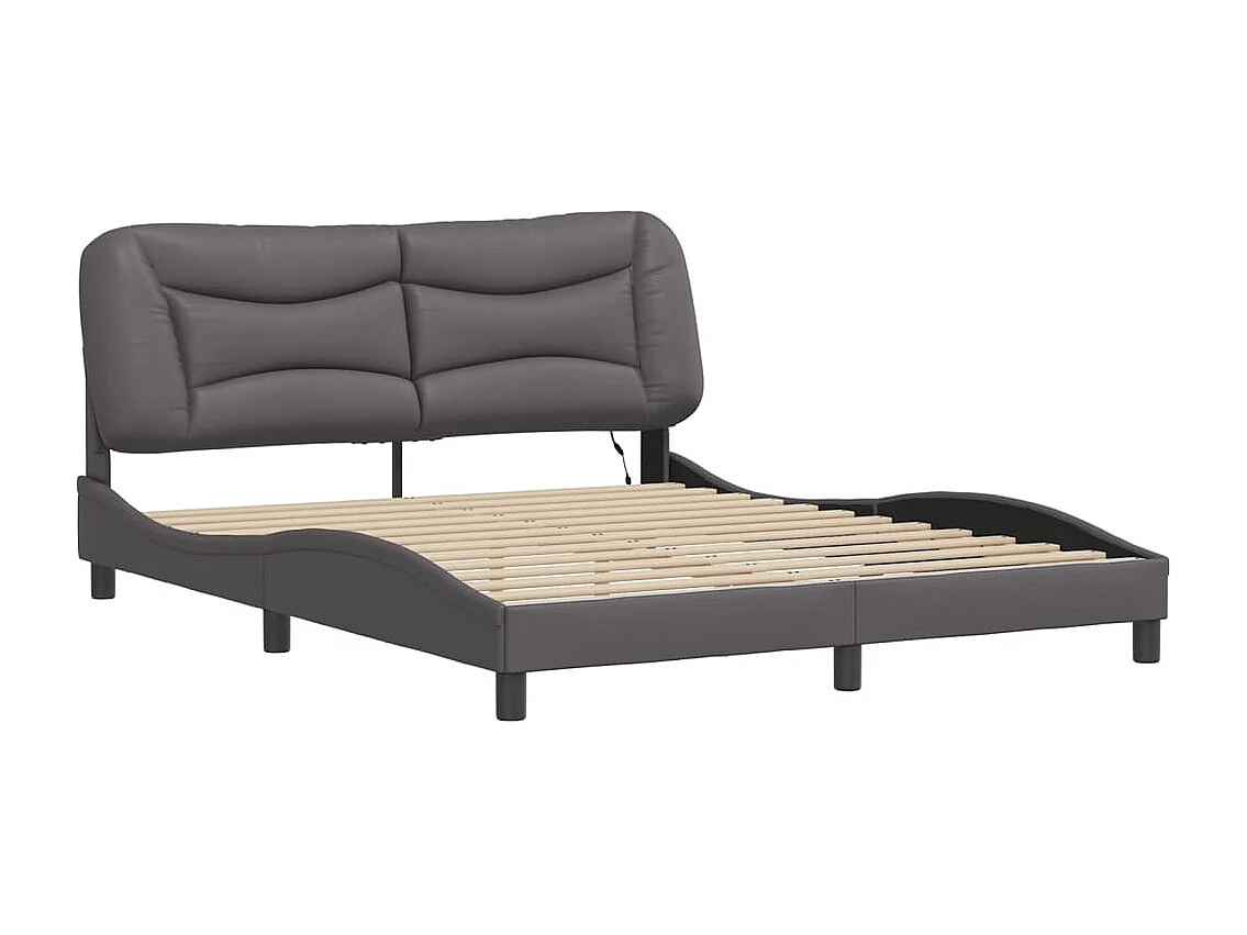 Lit double | Lit adulte | Cadre de lit avec LED gris 160x200 cm
