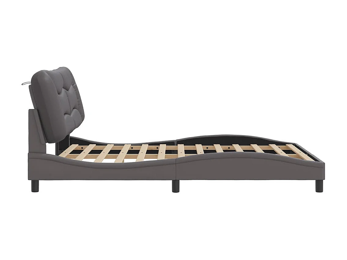 Lit double | Lit adulte | Cadre de lit avec LED gris 160x200 cm