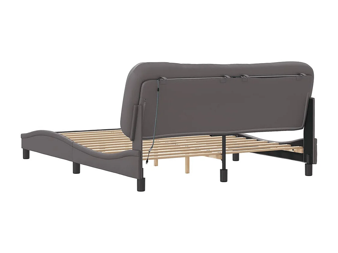 Lit double | Lit adulte | Cadre de lit avec LED gris 160x200 cm