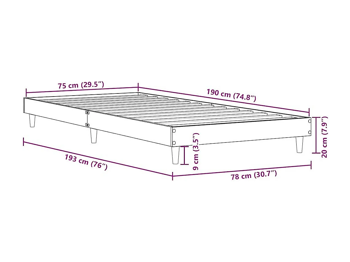 Lit simple | Lit adulte, enfant | Cadre de lit chêne sonoma 75x190 cm
