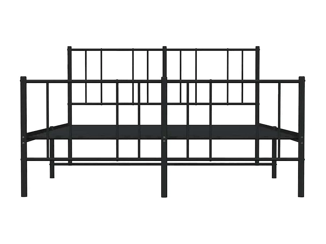 Lit double | Lit adulte | Cadre de lit métal avec pied de lit noir 135x190cm