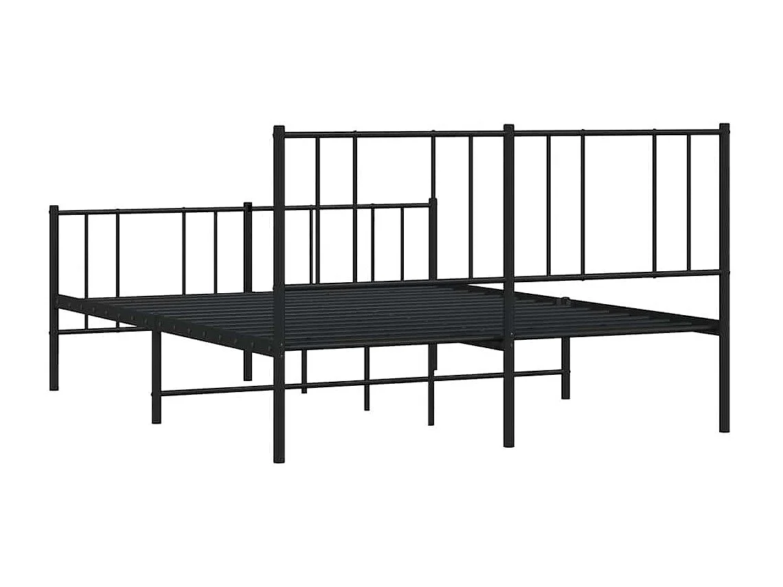 Lit double | Lit adulte | Cadre de lit métal avec pied de lit noir 135x190cm
