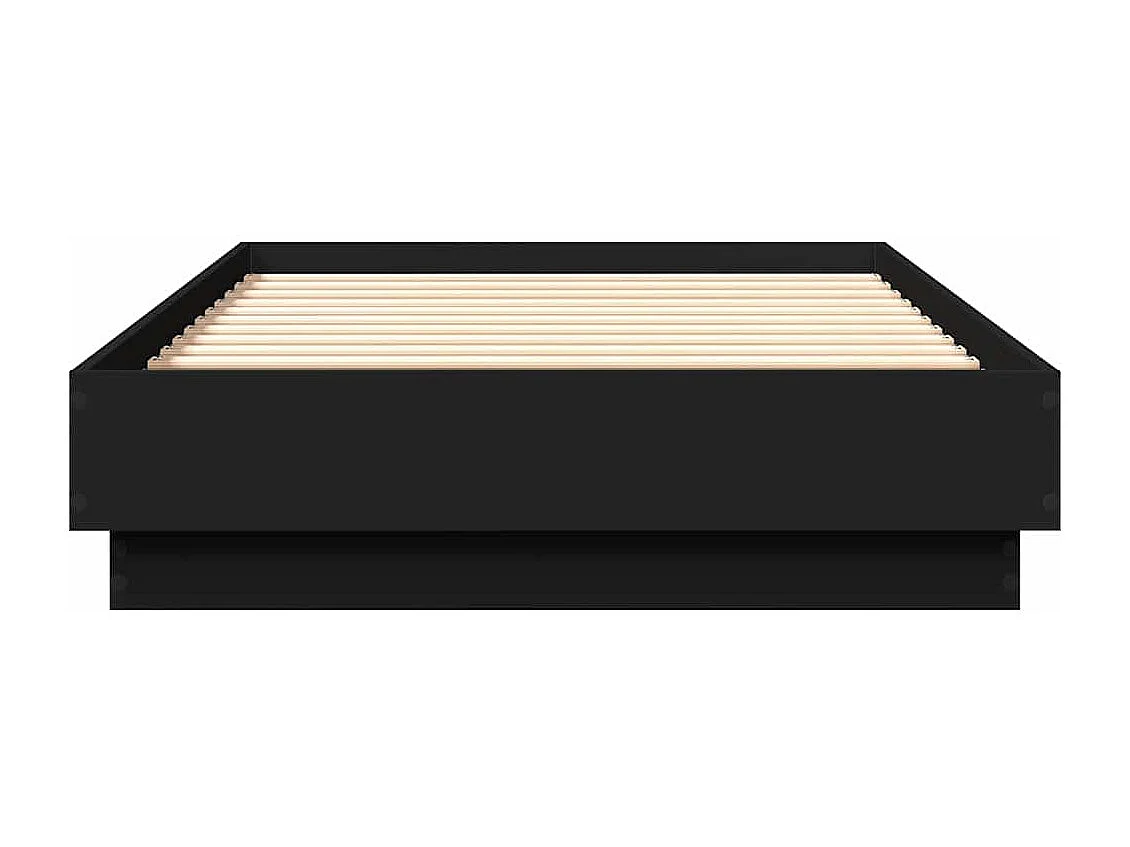Lit simple | Lit adulte, enfant | Cadre de lit noir 90x190 cm bois ingénierie