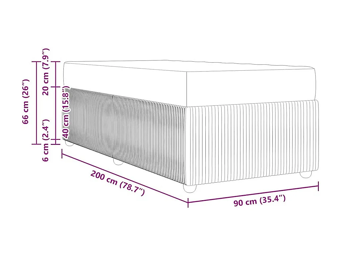 Lit simple | Lit adulte, enfant | Cadre de lit avec matelas Gris foncé 90x200 cm Velours