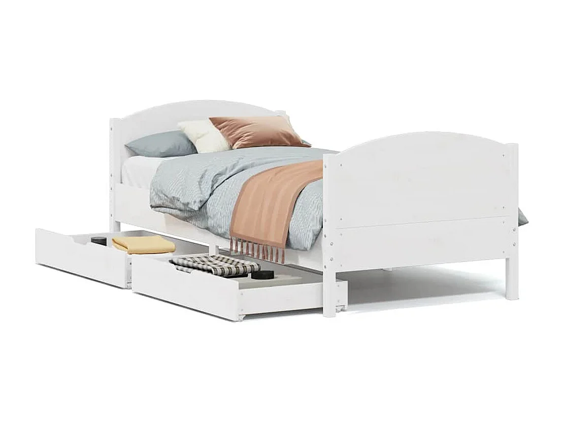 Lit simple | Lit adulte, enfant | Cadre de lit blanc 90x200 cm bois de pin massif