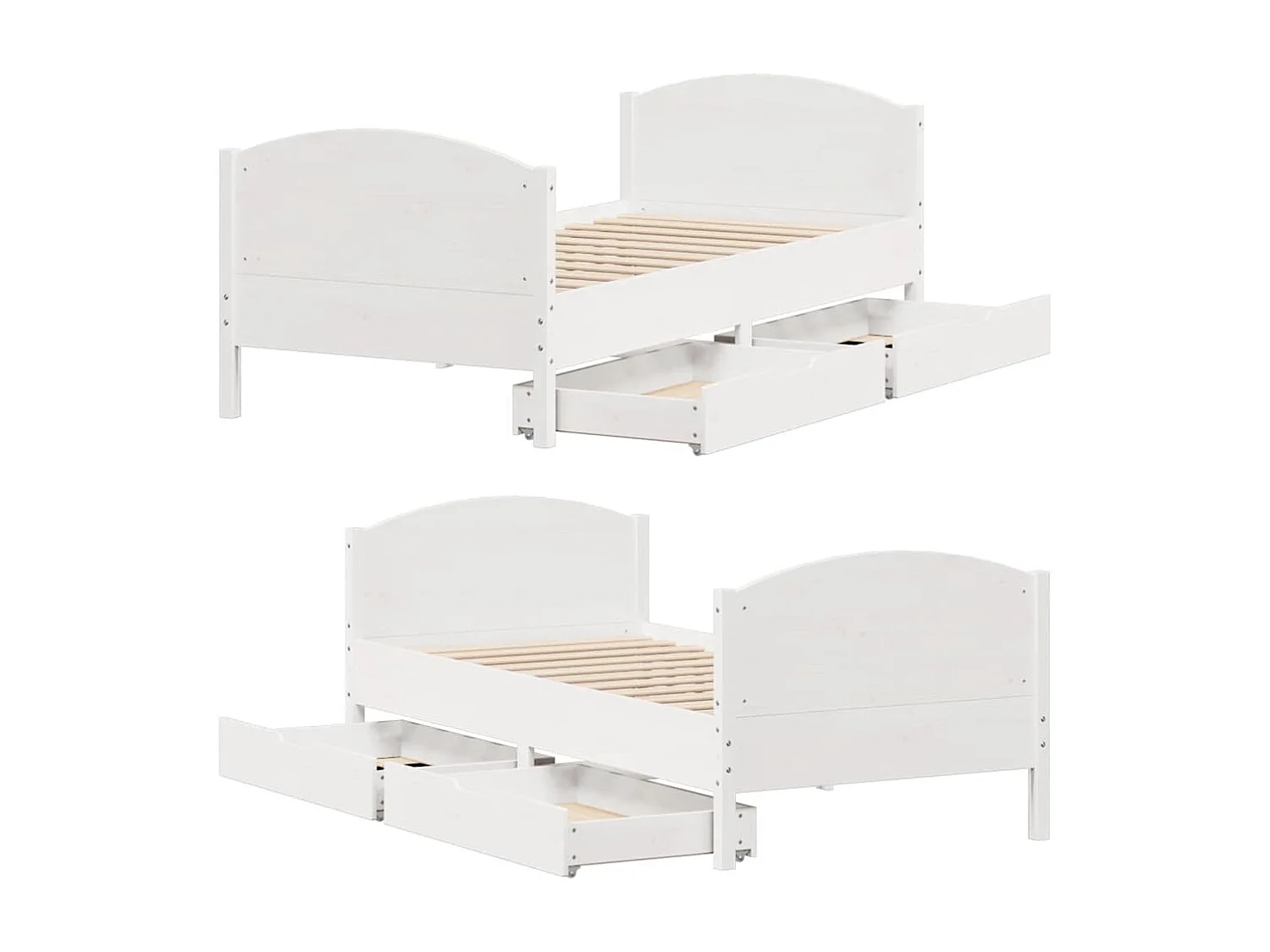 Lit simple | Lit adulte, enfant | Cadre de lit blanc 90x200 cm bois de pin massif